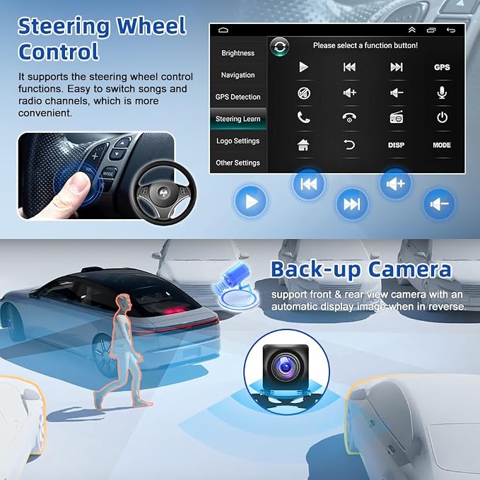 Android 14 Car Stereo for Chevrolet Express 1500 2500 2003-2006 with Wireless CarPlay Android Auto, 7" Touchscreen Double Din Car Radio Support Bluetooth GPS WiFi SWC FM SWC Mirror Link Backup Camera