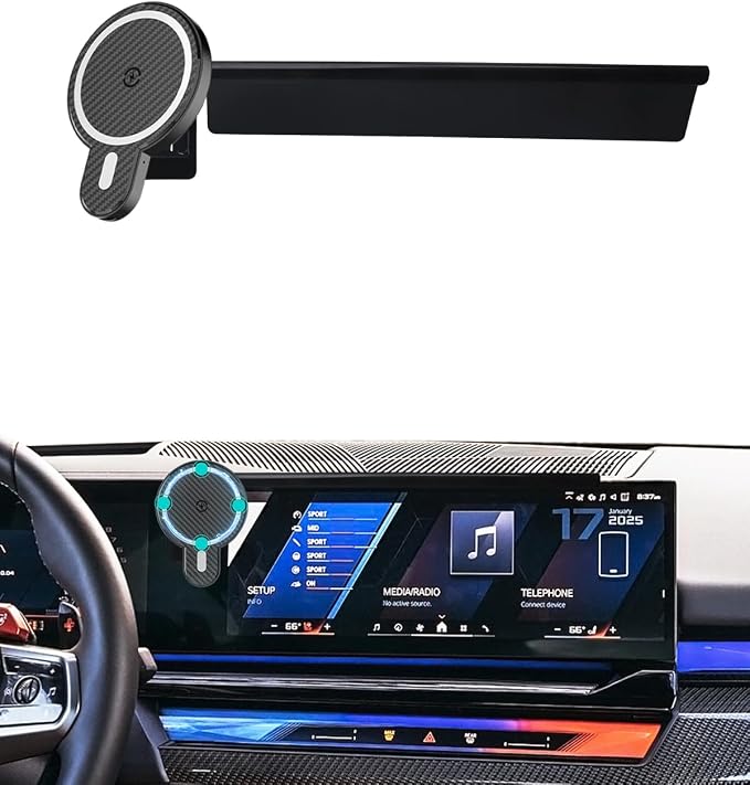 PZK Car Phone Mount for BMW X5 X6 2024-2026 & BMW X7 2023-2026 Accessories | Magnetic 15W Fast Wireless Charger Car Phone Holder Custom 14.9-inch Screen 360° Rotation with Storage Box Not Block Vent