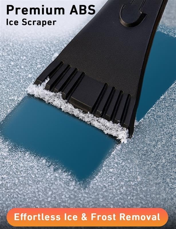 27" Aluminum Ice Scrapers for Car Windshield | Car Snow Scraper Window and Snow Brush with Ergonomic Foam Grip Winter Accessories (Orange)