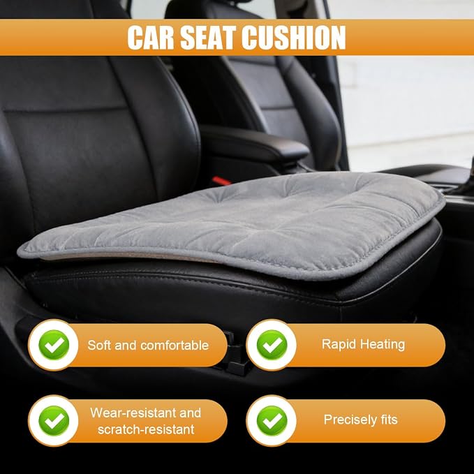 Car Seat Cushion, Breathable Soft Auto Front Seats Protector Pad for Comfortable Driving, Warm Vehicle Interior Driver Seat Non-Slip Decorative Accessory for Most Cars(Gray)