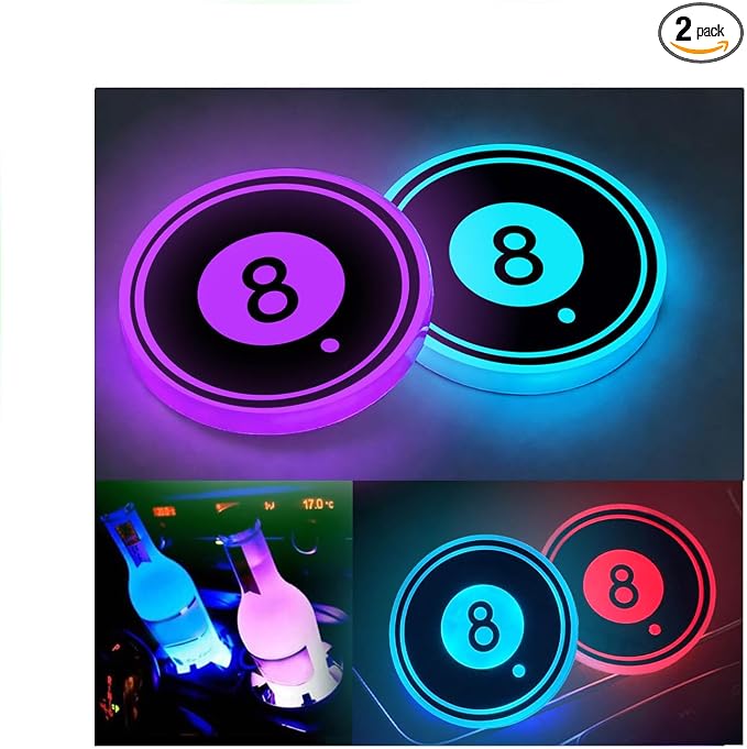 2PCS LED Car Cup Holder Lights, Light up Car Coasters for Cup Holders 7 Color-Changing Light Up Cup Holder Insert Coasters, Waterproof Car Accessories for Teens, Car Gifts for Men & Women