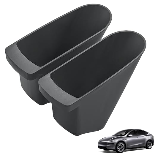 Front Door Trash Cans for 2026 Tesla Model Y Juniper Interior Accessories | Waterproof and Leak-proof Dustbin Garbage Organizer, Portable Small, Durable TPE, Easy to Clean Detachable - 2 Pack