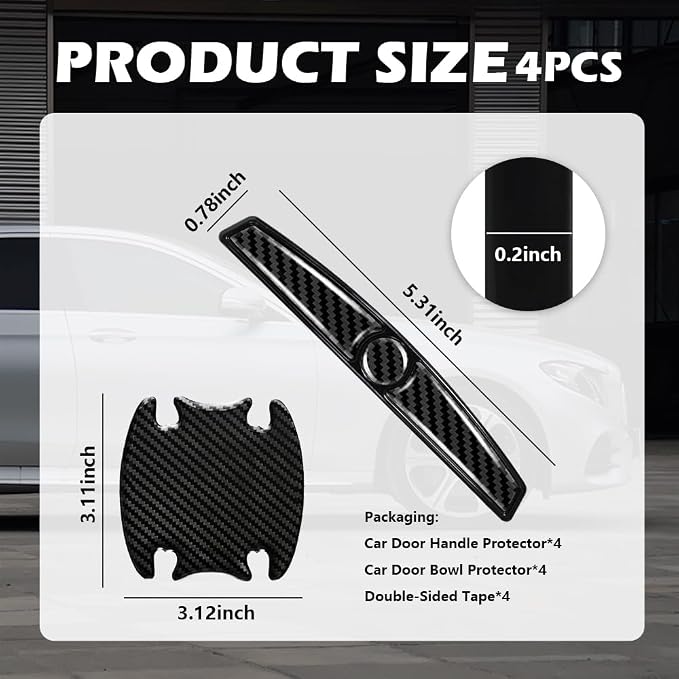 8PCS Carbon Fiber Car Door Protector Edge Guards,Thicker Door Guard for Cars Provides Impact and Anti-Scratch Protection,Universal Self-Adhesive Doors Protectors for Vehicles