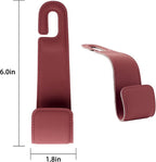 Leather Car headrest Hook for Purses and Bags (Red, 2pcs) | Leather wrap hook with Larger strap holder, friendly to your leather purse. Strong load up to 44lbs.