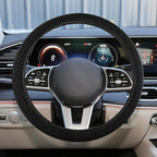 Elastic Stretch Steering Wheel Cover, Anti-Slip, 15inch, Black | Microfiber Odorless Breathable Ice Silk Car Steering Wheel Protector, Easy Carry, Warm in Winter & Cool in Summer