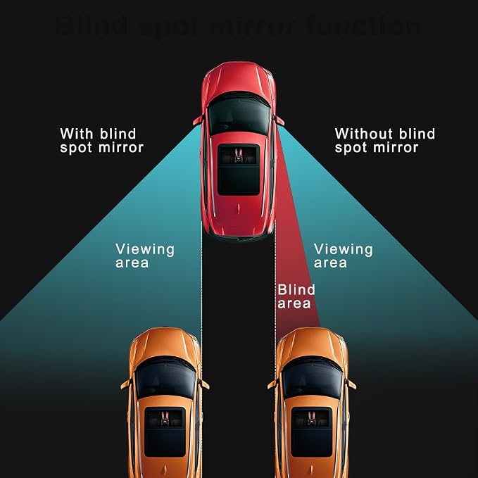 Frameless Blind Spot Mirror for Cars - 2 Pack HD Glass Convex Rear View Mirror, 360° Rotate Sway Adjustable Side Mirror for SUV, Truck, Van - Driving Safety Accessories