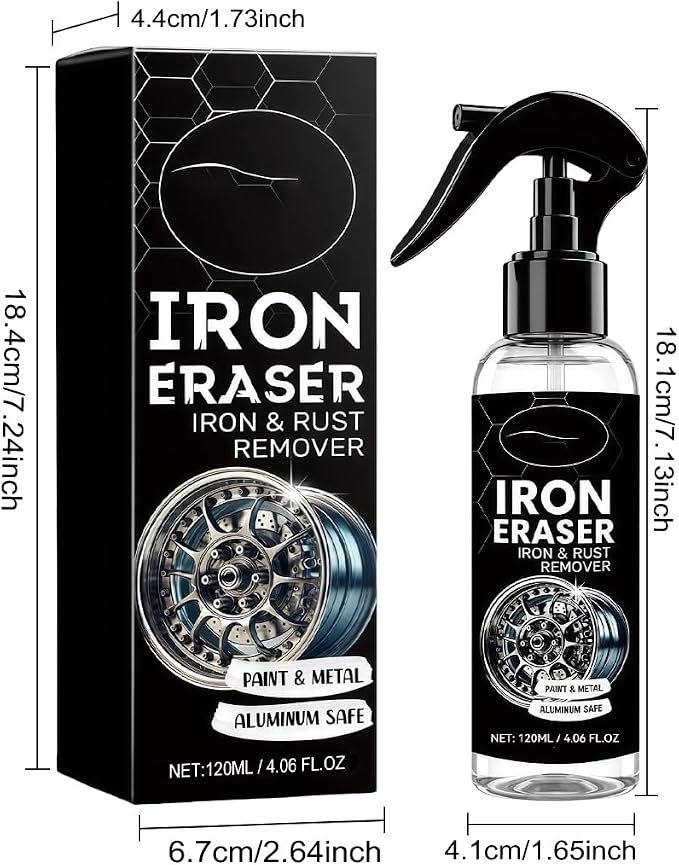 Iron Eraser Rust Remover Spray – Fast Acting Rust & Brake Dust Remover for Car Wheels & Paint. Professional Automotive Surface Cleaning