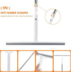 Rubber Floor Squeegee for Smooth Surface Concrete Floor, Tile Floor, Heavy Duty Garage Shower Floor Squeegee Broom for Removing Water, Commercial Scrubber Mop with Adjustable Long Handle