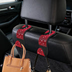 4PCS Bling Car Seat Headrest Hooks, Purse Holder for Car, Vehicle Back Seat Purse Handbag Hanging Holder with Crystal Rhinestone, Diamond Car Rear Seat Organizer for Vehicles (Red)