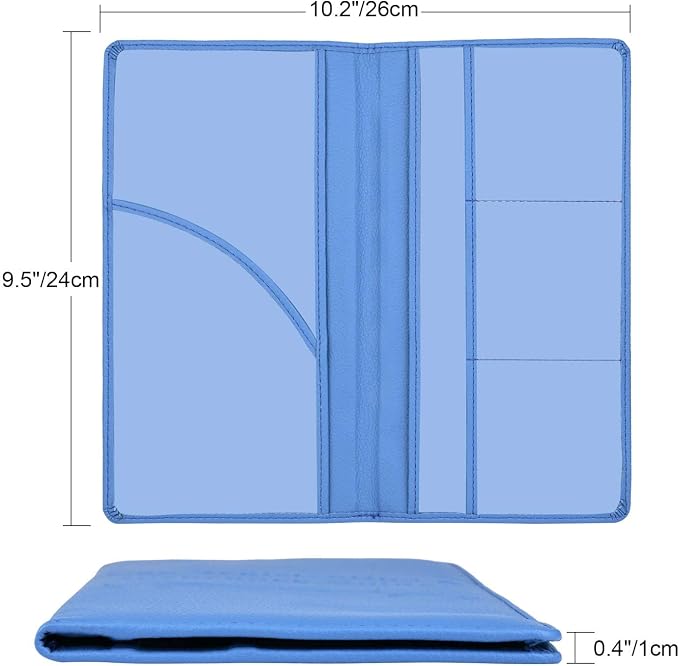 Car Registration and Insurance Holder, Vehicle Glove Box Car Organizer Men Women Wallet Accessories Case with Magnetic Shut for Cards, Essential Document, Driver License, Blue