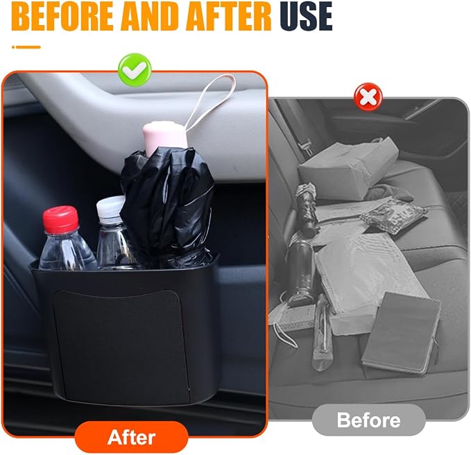 YoRise Car Trash Can, Multifunctional Hanging Garbage Can, Car Storage Organizer Container, Mini Trash Bin, Waterproof Automotive Door Side Garbage Organizer Holder for Most Cars (Black)