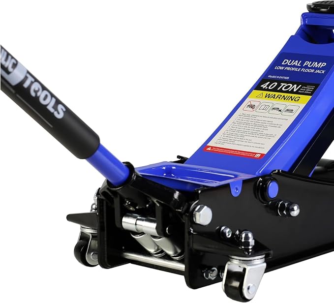 4 Ton Low Profile Floor Jack, Heavy Duty Floor Jack with Dual Pistons Quick Lift Pump, Steel Car Jack Adjustable Height 4"-21", Hydraulic Trolley Floor Jacks 4 Ton/8000 LB Capacity, Blue