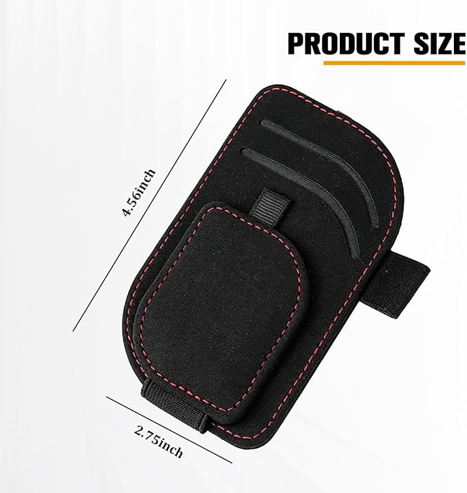 Car Sun Visor Organizer, Multi-Pocket Vehicle Sunglass Card Holder with Pen Slot, Automotive Interior Sunshade Glasses Storage Organizer, Universal Fit (Black)