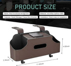 Car Seatback Organizer with Cup Holder, Leather Headseat Tissue Box and Storage Box, Multifunction Auto Rear-mounted Mobile Phone Holder, for Most Cars (Brown)