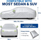 Car Cover 196"×78"×59" Waterproof All-Weather Sedan Cover Outdoor Indoor with Zipper Door & Windproof Straps | UV Snow Dust Protection Fit for Toyota Camry Honda Accord Kia K5 Altima