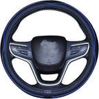 Large Size Steering Wheel Cover Anti-Slip,Safety,Soft,Breathable,Durable,Full Surround,Comfortable Grip Microfiber Leather (15.5-16 inch, Black Dark Blue)