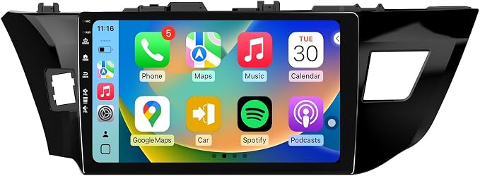 Car Radio Stereo for Toyota Corolla 2014-2016, Android 13 Wireless CarPlay Android Auto, Head Unit HD Touchscreen, QLED/Bluetooth/SWC/GPS Navigation/FM/Wifi/1080P Rearview Camera (Corolla14-2+64)