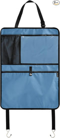 Steel Blue Back Seat Protector with Storage Pockets, 2 Pack Behind the Seat Organizer for Car