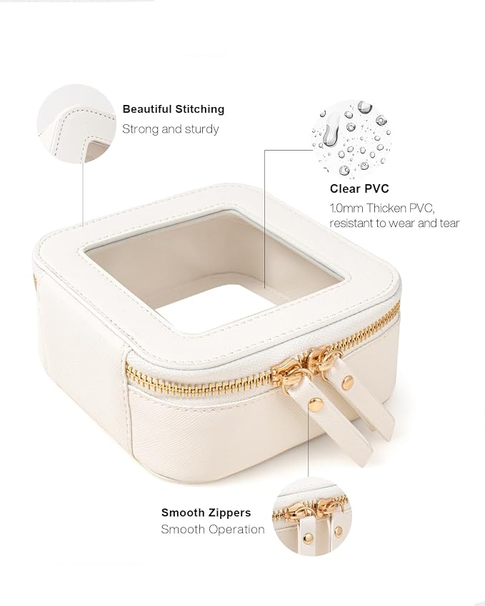 Clear Makeup Bag Small, TSA Approved Portable Toiletry Bag with Zipper Cosmetic Travel Bag Makeup Organizer Case Mini Makeup Pouch for Purse Car Organizer Bag for Women Men