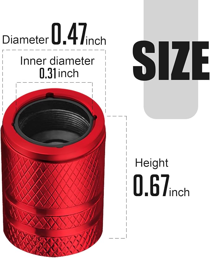 Tire Valve Stem Caps - (4 Pack) Premium Metal Air Caps with Plastic Liner, Durable, Corrosion Resistant and Leak-Proof, Universal Fit for Cars, Trucks, Motorcycles, and Bikes - Red