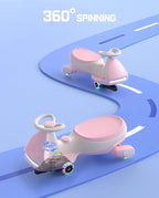 N7 Pro Electric Wiggle Car, Rechargeable Battery, CyberWiggle, 2 in 1 Swing Car, 2 Speeds Max 4 Mph, Anti-Rollover, Flashing Wheels, Bluetooth, Ages 3+, 150 Lbs,Pinkish White