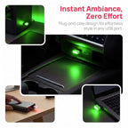 2PCS USB LED Car Interior Atmosphere Lamp, Portable Mini, Green | 5V USB-A plug-in, soft accent glow, no wiring, decor night light, car accessories for cars, SUVs, trucks