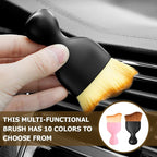 Car Interior Detailing Brush, Auto Soft Hair Cleaning Brushes, Curved Dirt Dust Collectors, Removal Tool for Dashboard Air Conditioner Vents Leather, Scratch Free (Pink/1PCS)