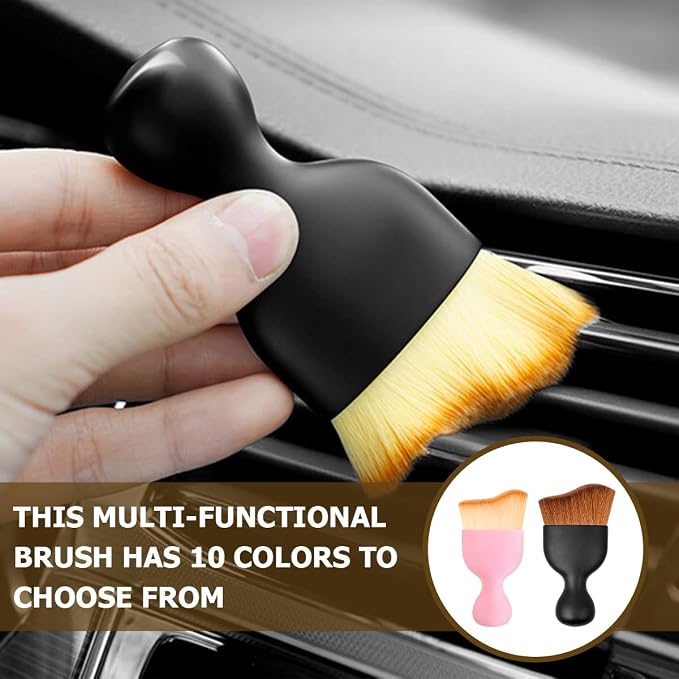 Car Interior Detailing Brush, Auto Soft Hair Cleaning Brushes, Scratch Free Curved Dirt Dust Collectors, Removal Tool for Vehicle Dashboard Air Conditioner Vents Leather (Grey/1PCS)