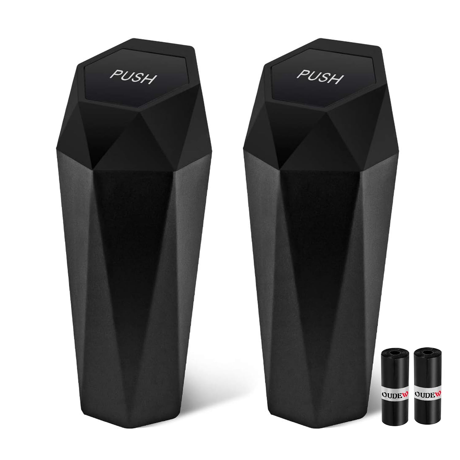 Leakproof Car Trash Can with Lid (2-Pack) — Compact Litter Bin