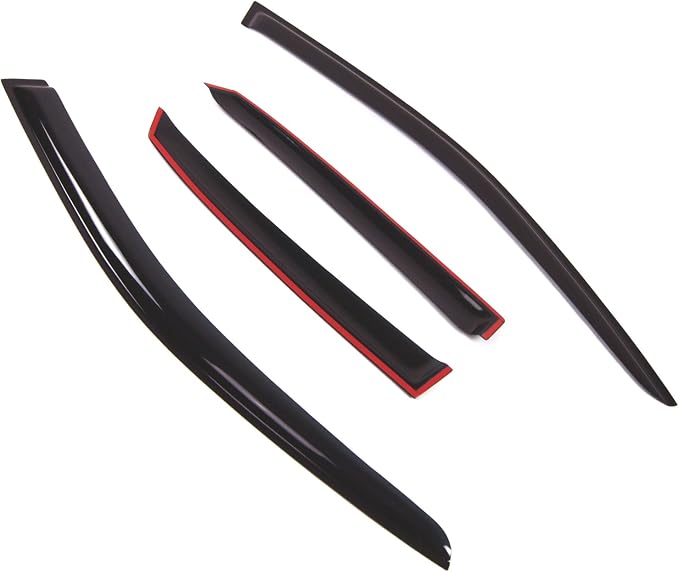Outside Mount Window Vent Visors Rain Guards Compatible with Audi A4 2002-2005 | Side Window Wind Deflectors Rain Shields | Smoke Tinted, 4 Pcs Set, DGWV-498