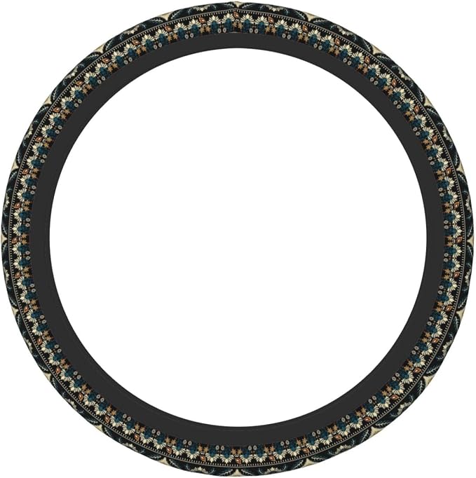 Geometric Steering Wheel Cover Car Elastic Steering Wheel Protector | Aztec Style Abstract Anti-Slip Breathable Car Accessories Interior for Women Men Universal 15 Inch Fit Auto Truck
