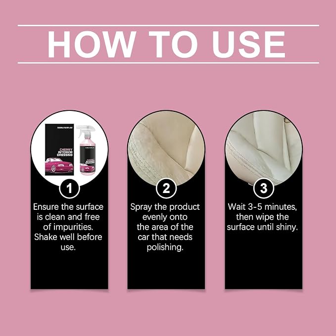 Multi-surface Car Interior Cleaning Spray,Multi-surface Cleaning Spray,Cherry Interior Dressing,Car Interio𝐫 Cleanin𝐠 Kit,For Polishing, Maintenance (2)