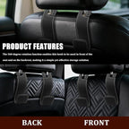 Car Seat Headrest Hooks, Purse Hook for Car, Automotive Headrest Handbags Holder, Auto Accessories Leather Seatback Organizer Hanger for Hanging Purses Bags Coats (Black, 1PCS)