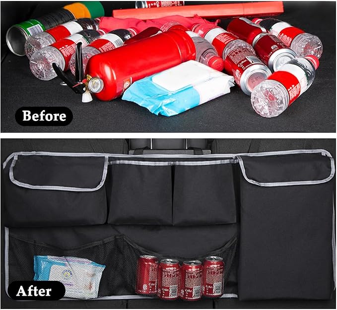 Large Capacity Car Trunk Organizer,Six Pockets Trunk Storage Organizer with Adjustable Straps,Wear-Resistant Oxford Fabric Hanging Trunk Organizer for Car Truck SUV