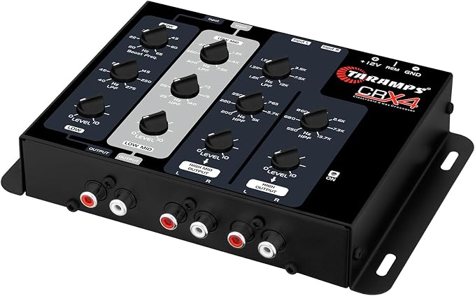 Crx4 Electronic 4 Way Crossover Rca Channels 8 Volts Rms Car Audio Processor Stereo Equalizer Great for Low/High with Bass Boost, Compact Size
