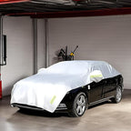 Half Car Cover All Weather Car Body Cover Sunshade Cover Snow Cover Waterproof Snowproof Universal 210D Oxford Fabric (Fit Sedan Length 176'' to 193'')