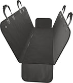 Waterproof Hammock Standard Car Seat Cover, Fits Sedans Hatchbacks Crossovers Coupes Compact Vehicles, Secure Convertible Travel Bed Protects Backseat Cargo from Dogs, Black w/Black Trim
