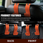 2PCS Car Seat Headrest Hooks, Purse Hook for Car, Automotive Headrest Handbags Holder, Auto Accessories Leather Seatback Organizer Hanger for Hanging Purses Bags Coats (Orange, 1PCS)