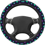 Elastic Weed Leaves Neon Colorful Black Car Steering Wheel Cover Protector Upgrade Thicken,Anti Slip Soft Car Accessories for Diverse Cars Truck SUV for Men Women Universal 15 Inch