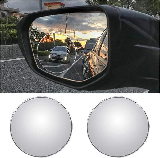 Car Blind Spot Mirror, HD Glass Wide Angle Side Rear View Mirror, Round Stick-on Convex Blindspot Mirror, Non-adjustable Rear View Mirror for Car Truck and SUV (2PCS)