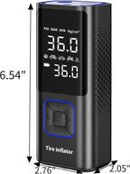 Cordless Tire Inflator 150PSI Portable Air Compressor with Auto Shutoff, Air Pump for Car Tires, Motorcycle, Bike, Balls, Inflatables, LED Light, Blue, Large Capacity
