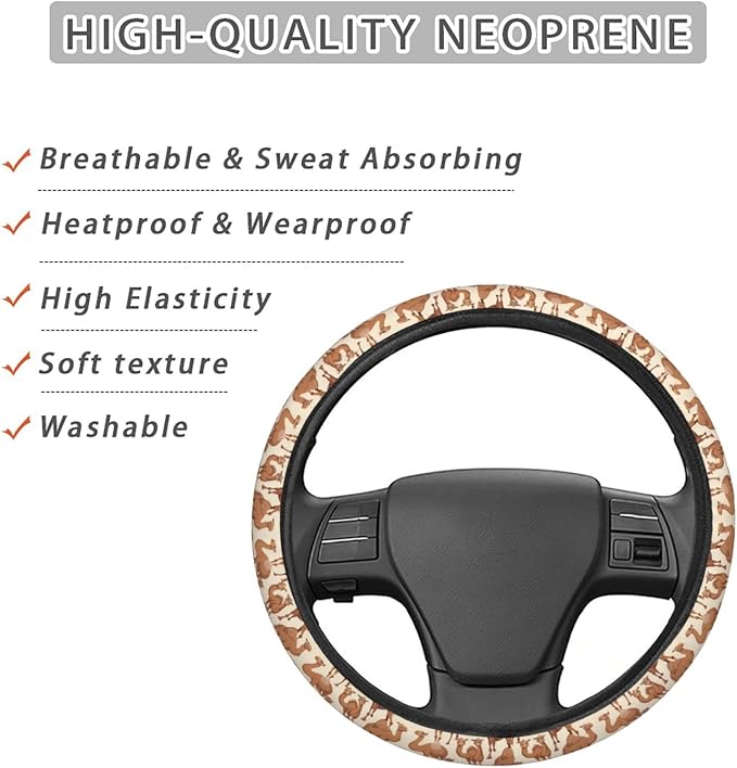 Cartoon Camels Steering Wheel Covers Anti-Slip Elasticity Car Accessories Steering Wheel Protector Universal 15 Inch for Cars SUV Vehicle Truck