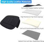 Car Seat Cushion, Comfort Memory Foam Car Cushions for Driving, Breathable Leather Surface with Anti Slip Rubber Bottom, Seat Cushion for Car and Office Chair (1 Pack, Black)