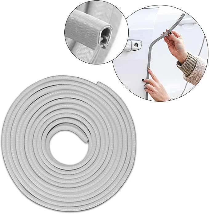 Car Door Edge Guards, 16Ft Universal Rubber Seal Protector U Shape Edge Trim Car Door Edge Protection for Most Car, Aluminum Boat Edge Guards (Gray/16FT)