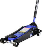 Heavy Duty Hydraulic Floor Jack, Low Profile, Steel Racing Jack w/2 Piston Quick Lift Pump, 4"-21" Lift, 3.5 Ton (7000lb) Capacity, Blue