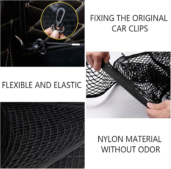 Car Rear Cargo Net with Good Elasticity&Tensile Strength Trunk Organizer for SUV Truck,Ideal Keeps Overlanding Accessories,Car Camping Accessories (M(35.43' x15.74''))