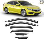 6-pcs Low-Profile Window Rain Guard for Honda Civic Sedan 4dr 2016-2021 Side Window Visors Extra-Thick Vent Visor LX Sport Touring EX-L Window Deflectors Vent Shades Car Accessories