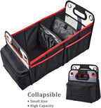 Car Trunk Organizer, Collapsible Back Seat Storage with Insulated Drinks Holder, Water Resistant Backseat Organizer for Diapers, Toys, Snacks, Books & More