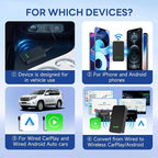 5.0 Wireless CarPlay/Android Auto Adapter USB for Factory Wired Cars (Model Year: 2015 to 2026), Convert Wired Apple CarPlay & Android Auto to Wireless Dongle, Fit in-Dash Navigation
