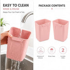 Pink Car Door Trash Can 2 Pack, Mini Silicone Auto Garbage Bin for Front Door Pockets, Waterproof Small Car Trash Holder with Reinforced Stay-Open Rim, Cute Car Accessories for Women